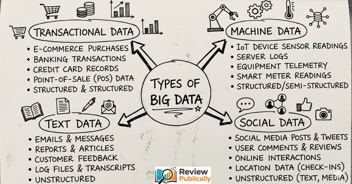 Handwritten mind map showing transactional machine social and text data